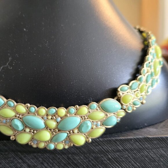 Banana Republic Statement Necklace - Turquoise & Chartreuse - Spring Collection - Picture 7 of 9